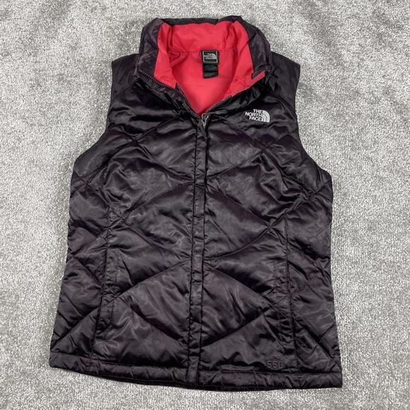 North Face Vest Womens Medium 550 Down Insulated Puffer Quilted Brown Red - Picture 1 of 15